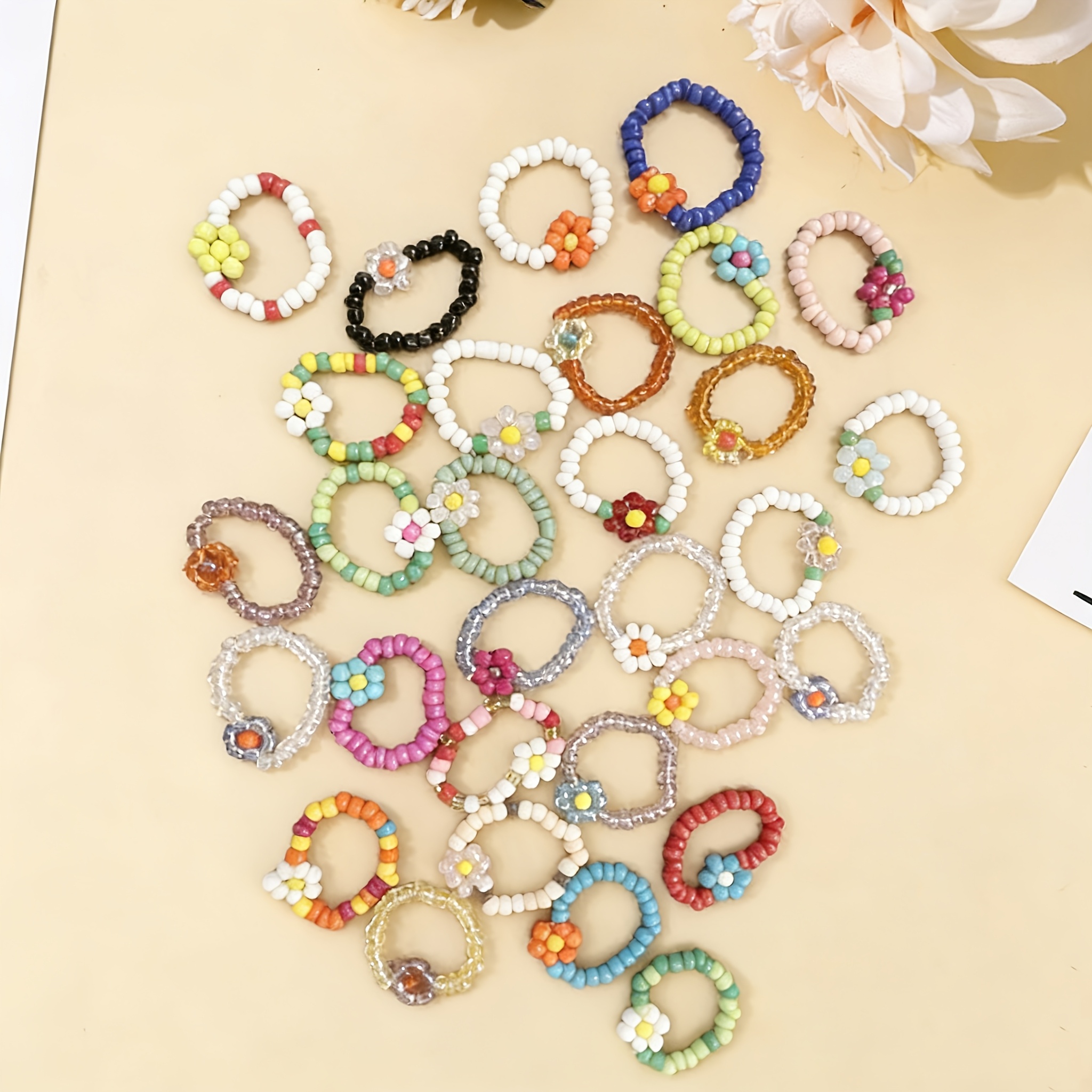 5pc Assorted Random Flower Rings Set